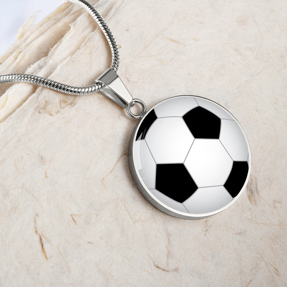 Soccer Pendant Necklace in 14k Gold or Silver Finish