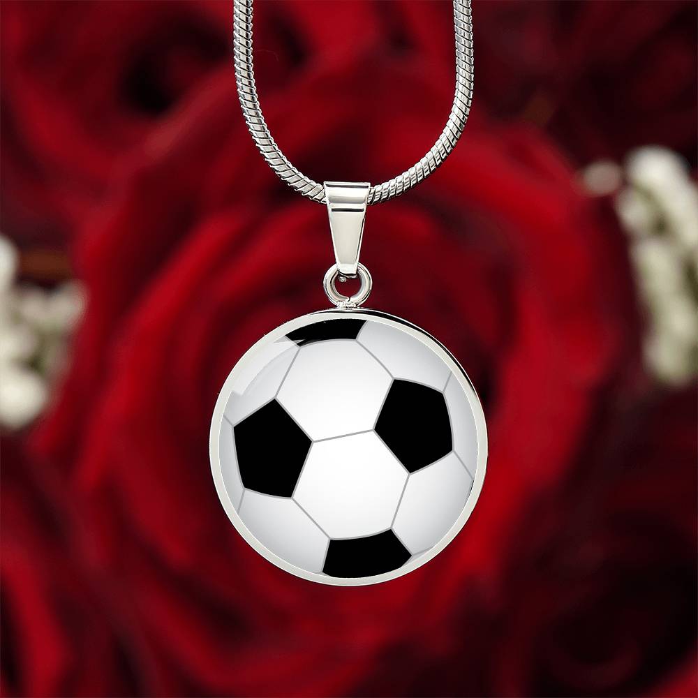 Soccer Pendant Necklace in 14k Gold or Silver Finish