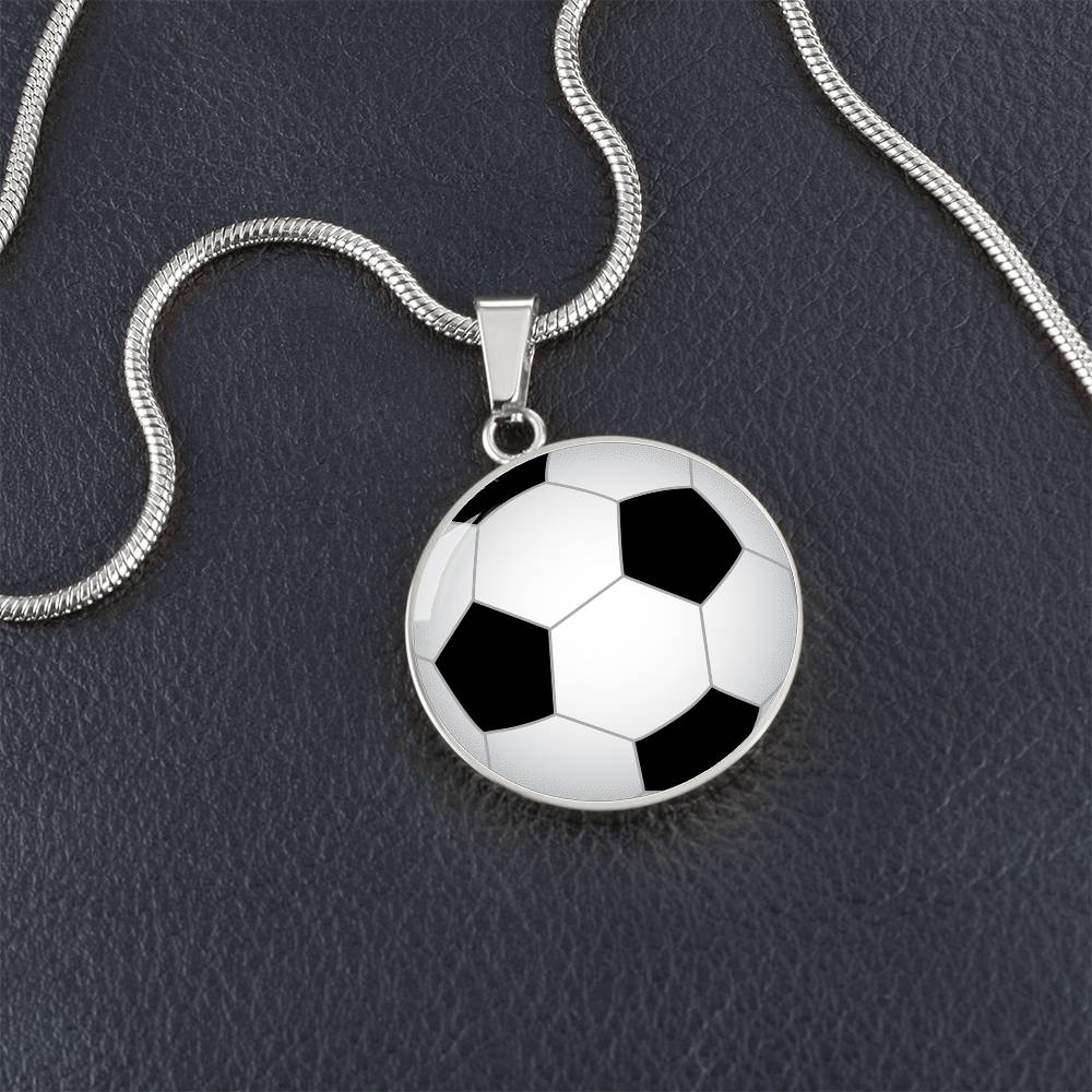 Soccer Pendant Necklace in 14k Gold or Silver Finish