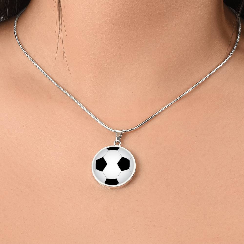 Soccer Pendant Necklace in 14k Gold or Silver Finish