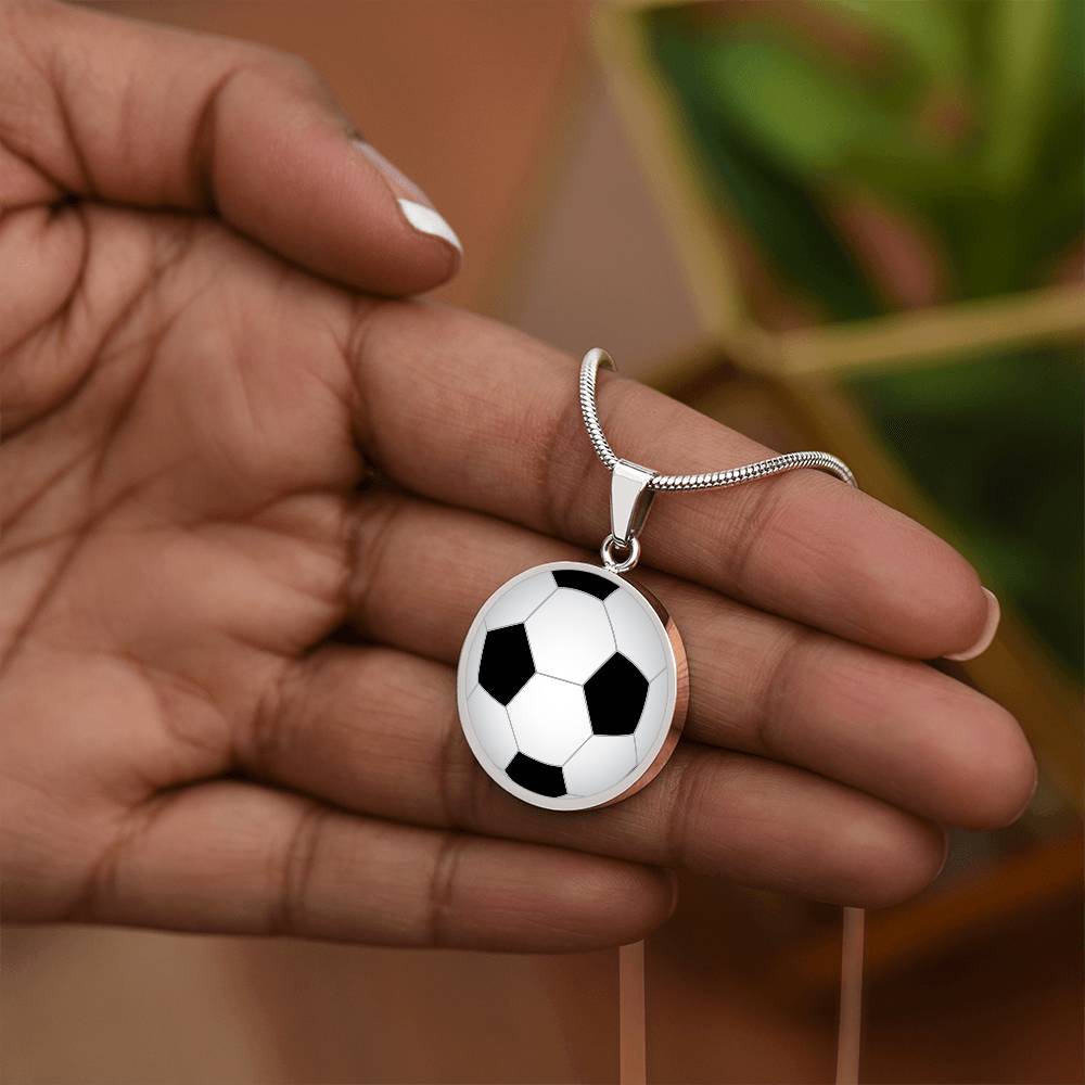 Soccer Pendant Necklace in 14k Gold or Silver Finish