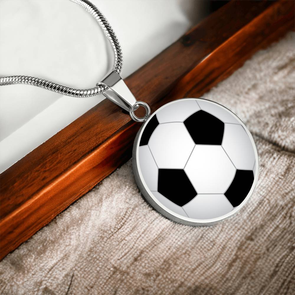 Soccer Pendant Necklace in 14k Gold or Silver Finish