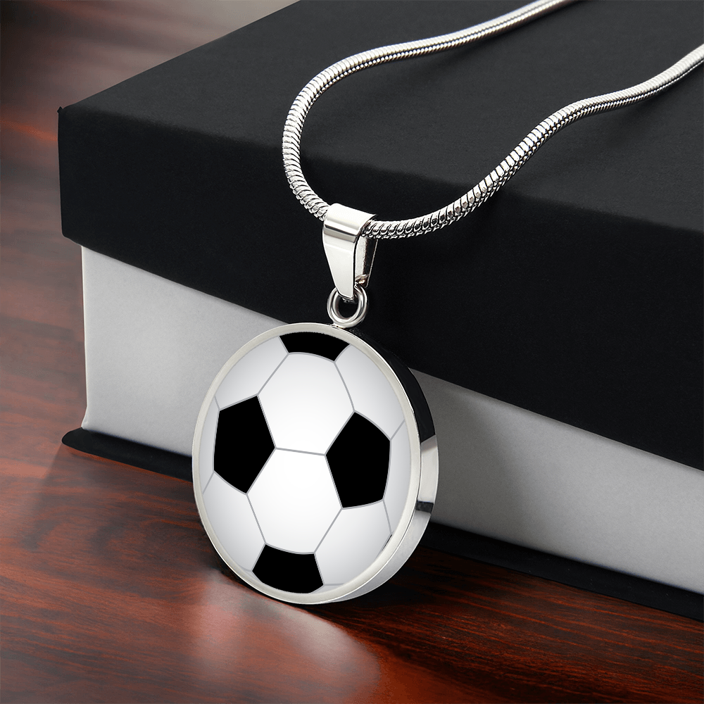 Soccer Pendant Necklace in 14k Gold or Silver Finish