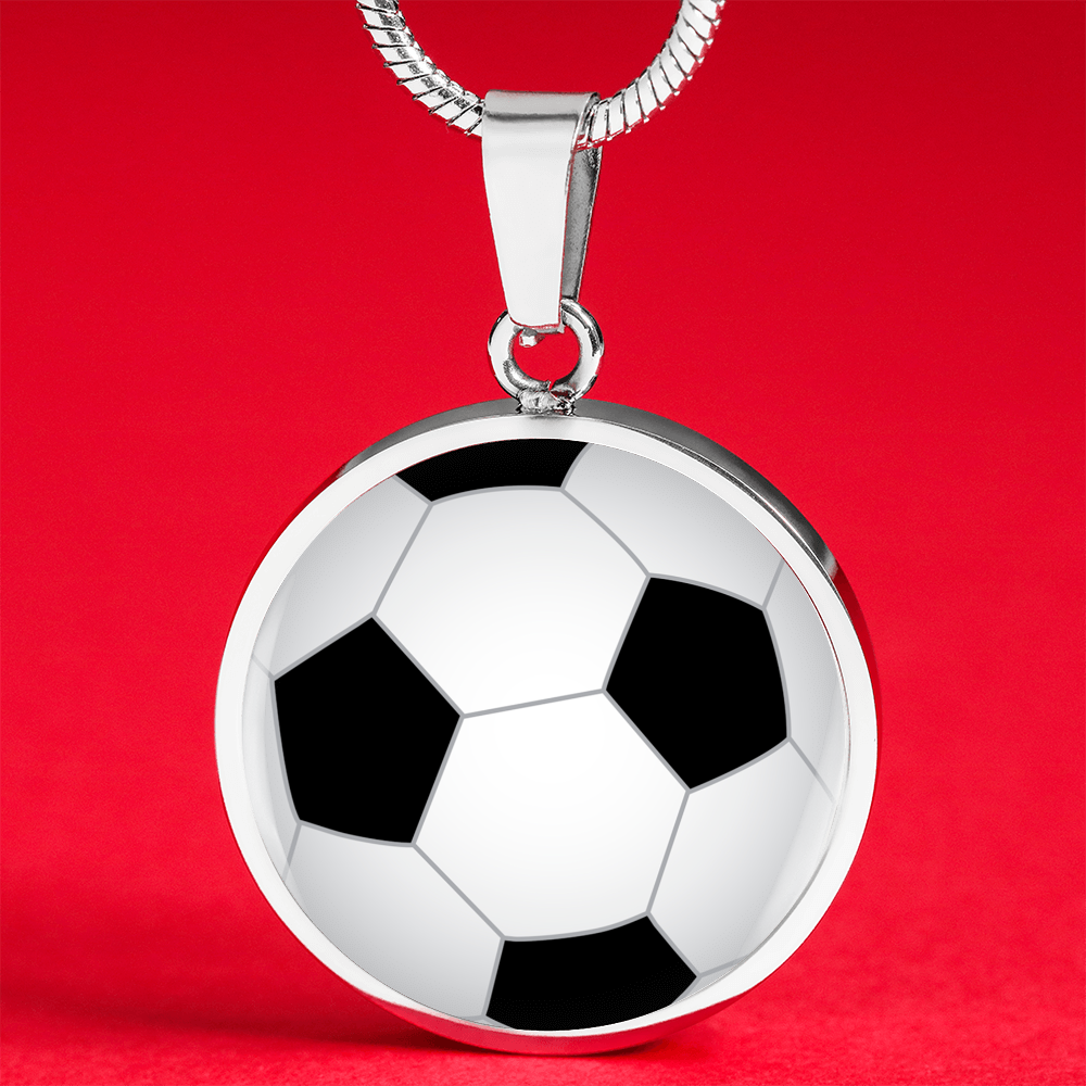 Soccer Pendant Necklace in 14k Gold or Silver Finish