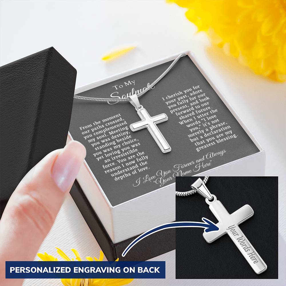 Personalized Cross Necklace with Personal Message Card