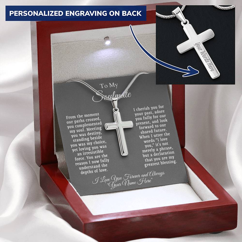 Personalized Cross Necklace with Personal Message Card