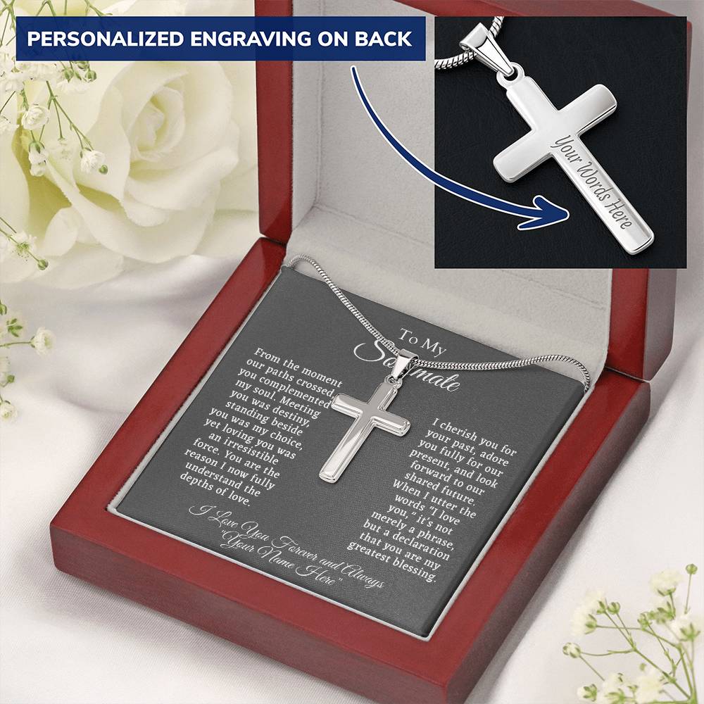 Personalized Cross Necklace with Personal Message Card