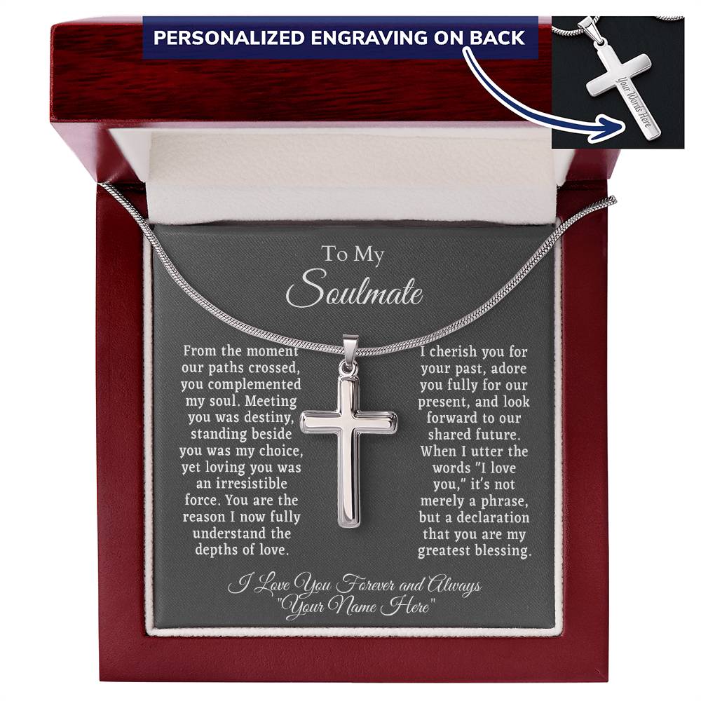 Personalized Cross Necklace with Personal Message Card