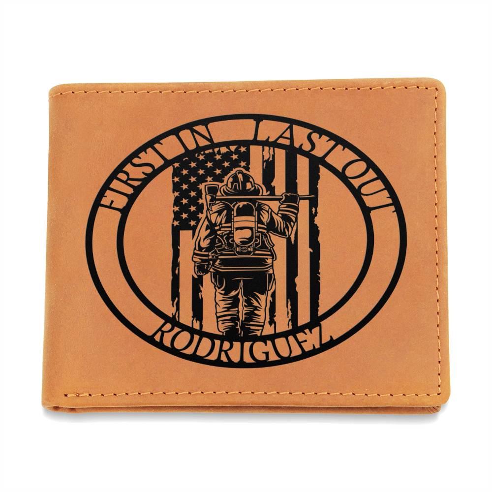 PERSONALIZED FIREFIGHTER NAME LEATHER WALLET