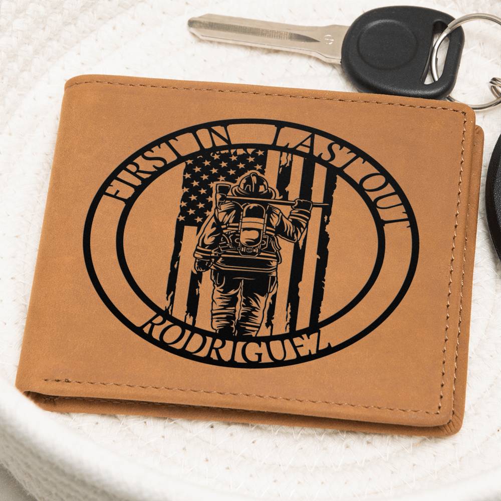 PERSONALIZED FIREFIGHTER NAME LEATHER WALLET