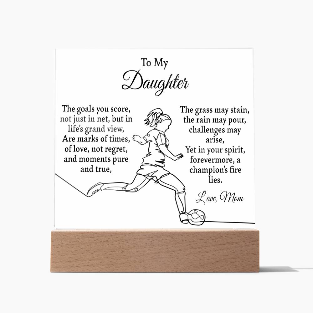 To My Soccer-Loving Daughter Acrylic Plaque with white background