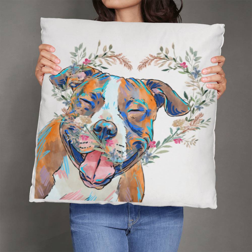 Amstaff Staffy Pillow with Wreath