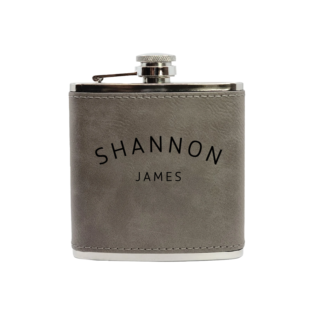 EVERETT (3000 x 3000 px).png 6oz Leather Flask - Laser Engraved