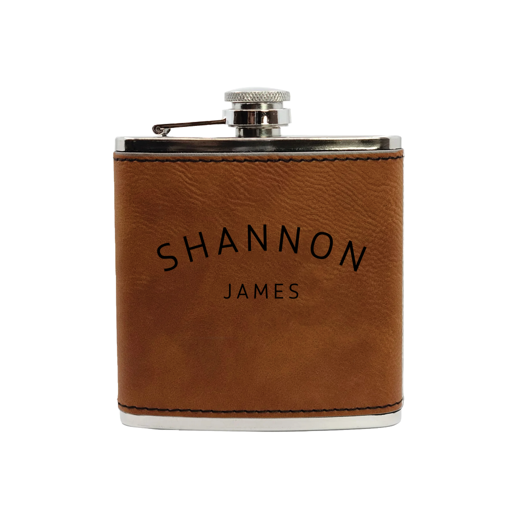 EVERETT (3000 x 3000 px).png 6oz Leather Flask - Laser Engraved