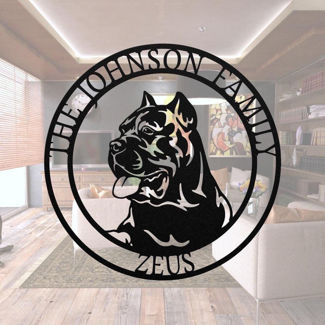 Cane Corso Metal Dog Silhouette: Personalized Pet Memorial Home Decor