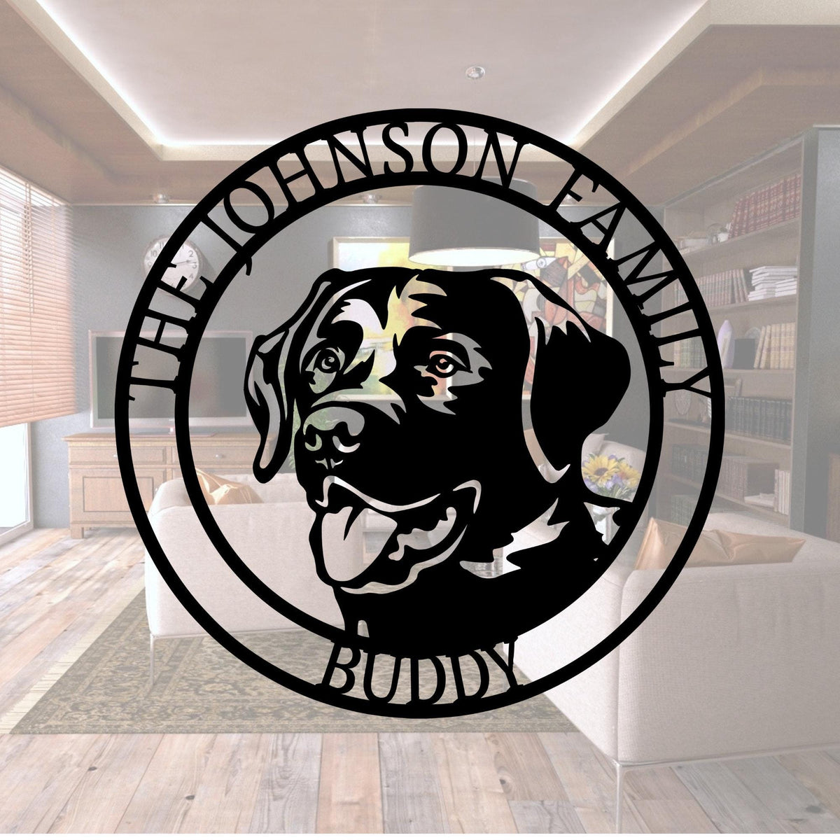 Personalized Labrador Retriever Metal Sign: Custom Dog Name, Family Name