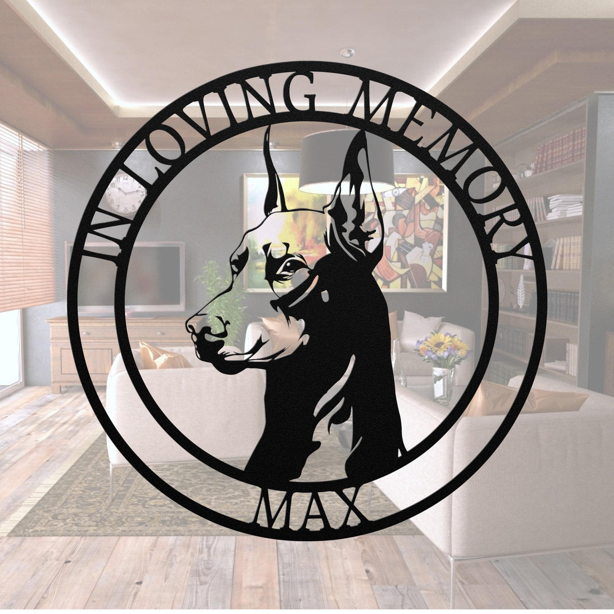Doberman Pinscher Memorial Sign: Custom Metal Pet Loss Gift