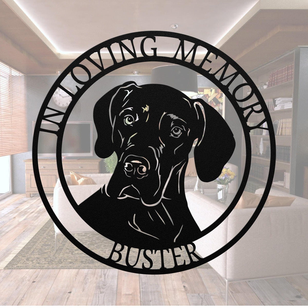 Personalized Dane Memorial, Metal Dog Silhouette, Pet Loss Gift