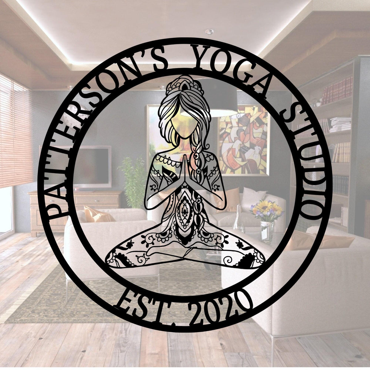 Custom Metal Yoga Studio Sign: Personalized Wall Art Decor