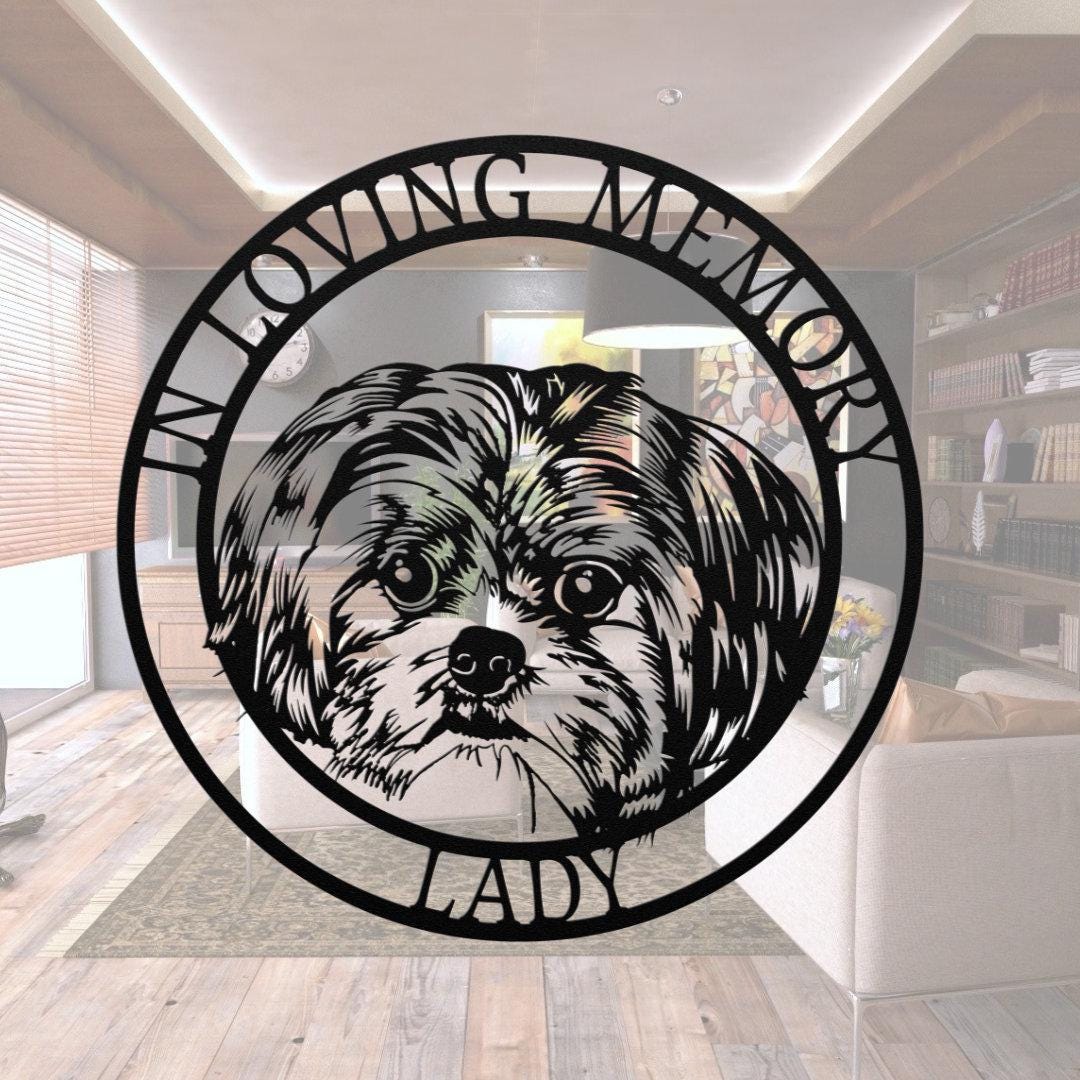 Shih Tzu Memorial Metal Silhouette: Personalized Pet Loss Gift