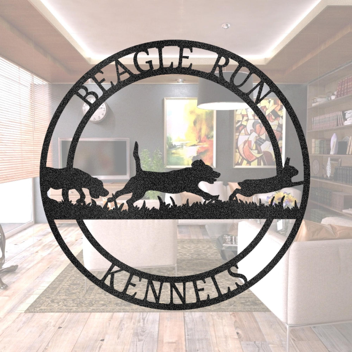 Custom Beagle Hound Metal Sign: Family Name, Hunting Decor