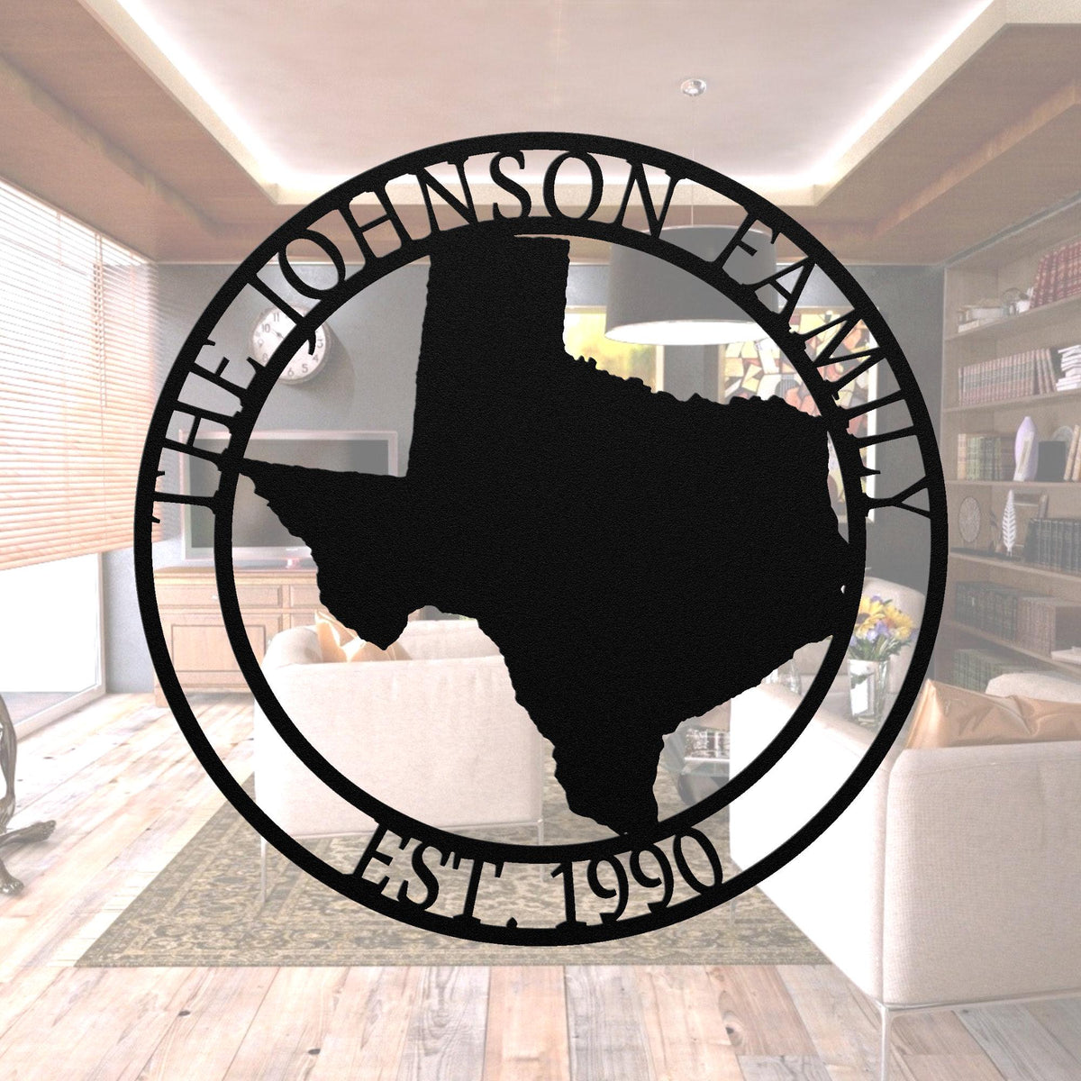 Custom Metal Texas State Sign: Personalized Family Name Decor