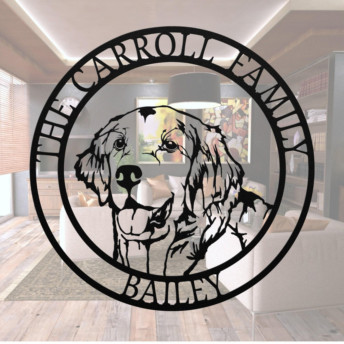 Golden Retriever Metal Dog Silhouette: Personalized Pet Memorial Sign