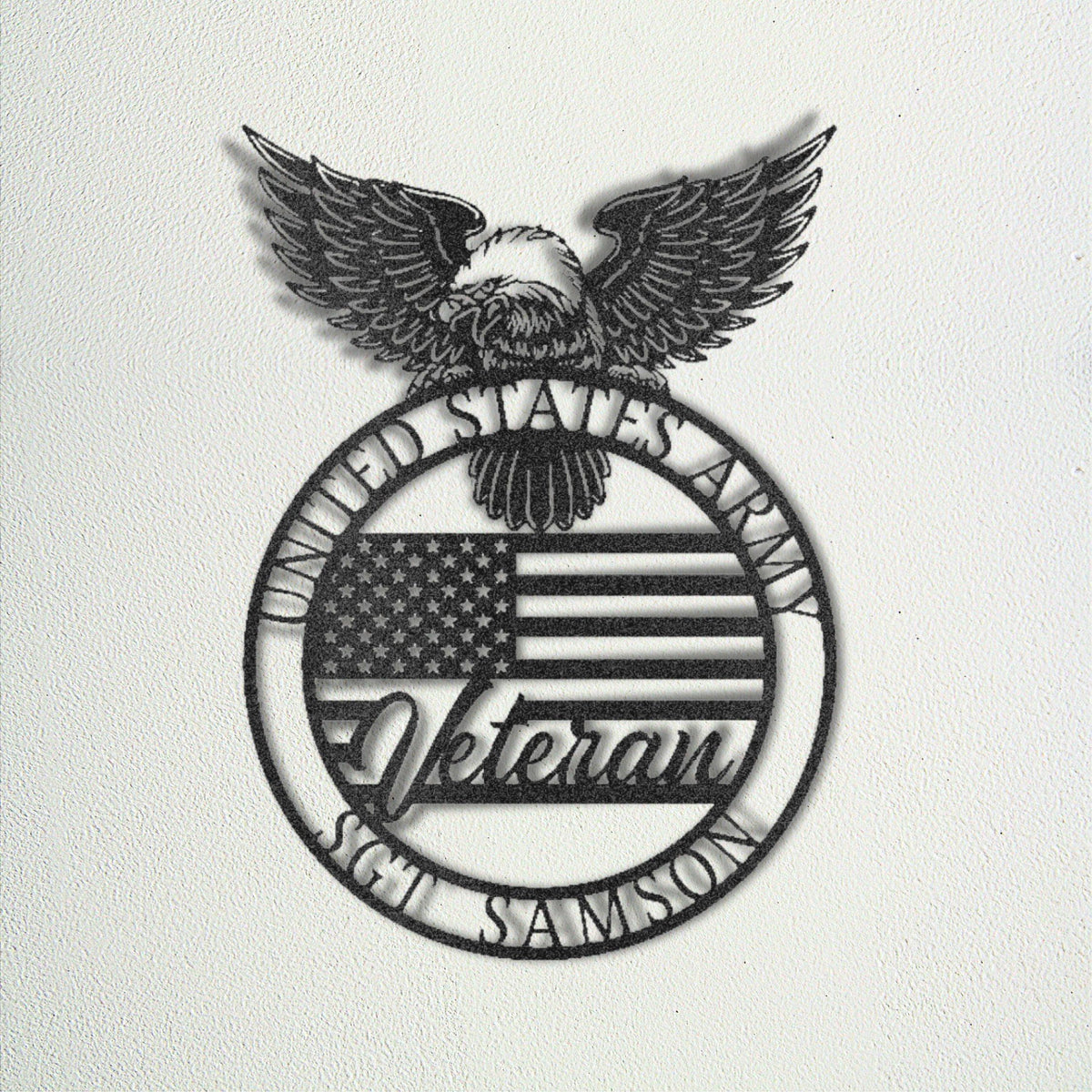 Personalized US Army Veteran Metal Sign: USA Flag Decor