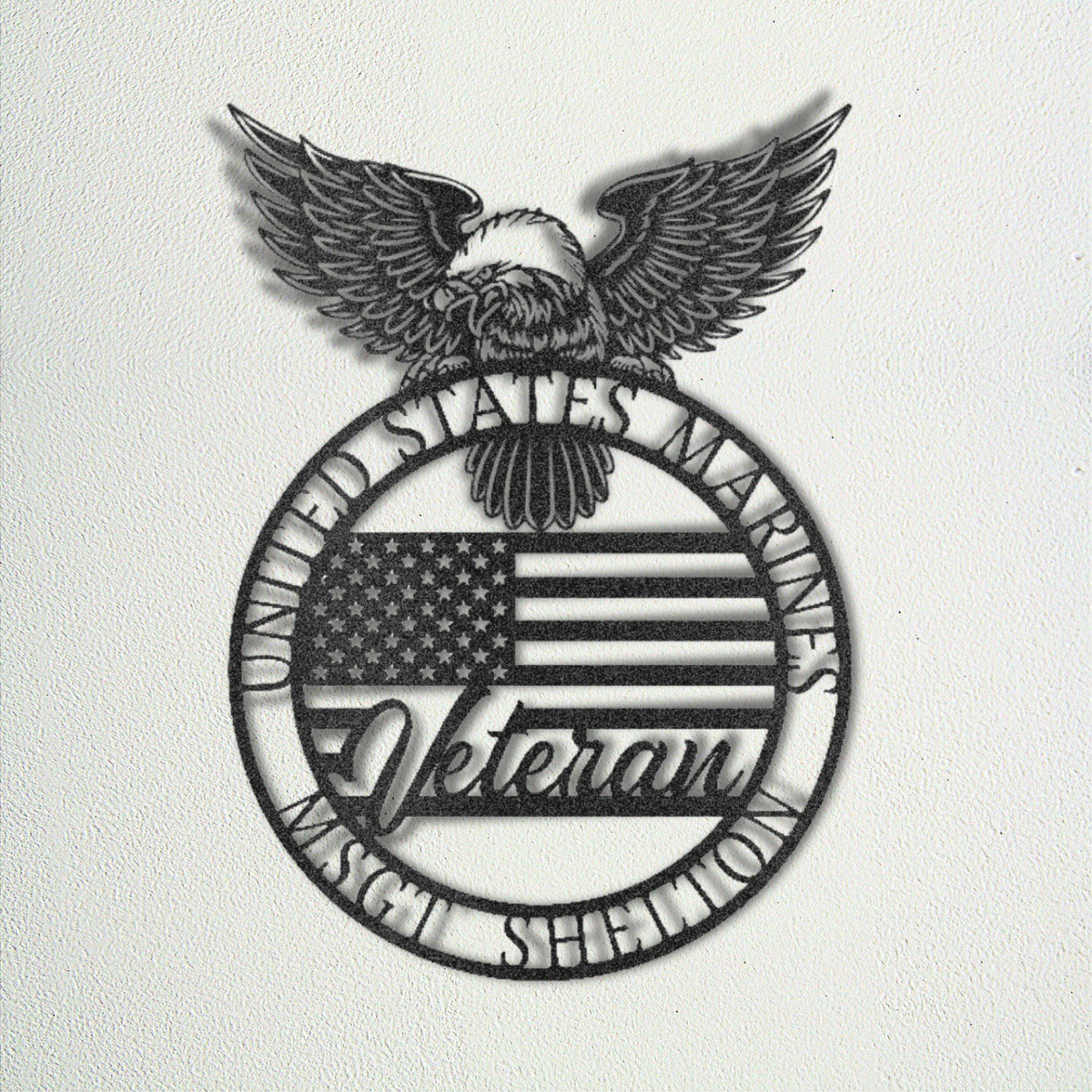 Personalized US Veteran Metal Sign: USA Flag, Military Gift