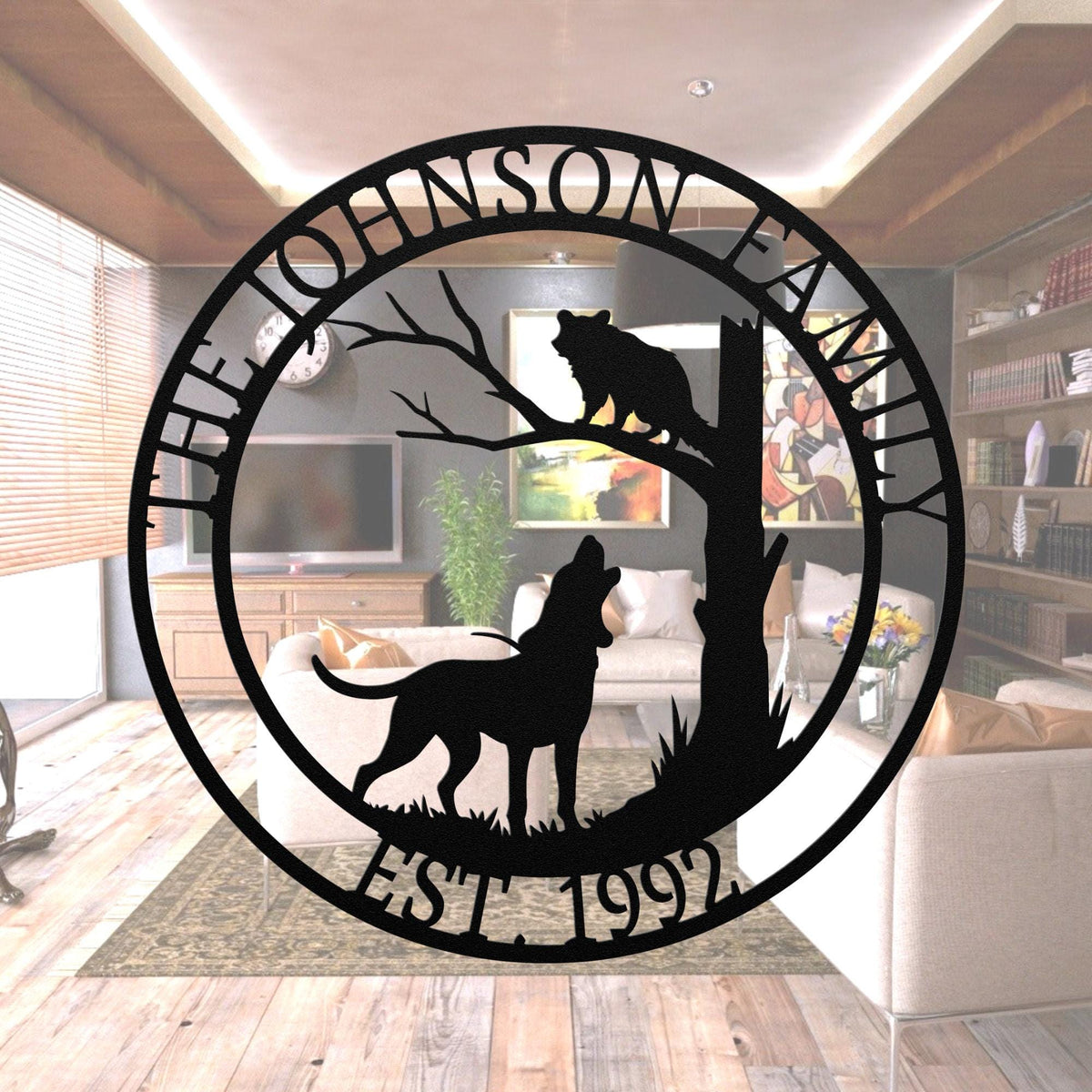 Custom Coonhound Metal Sign: Personalized Family Name Home Decor