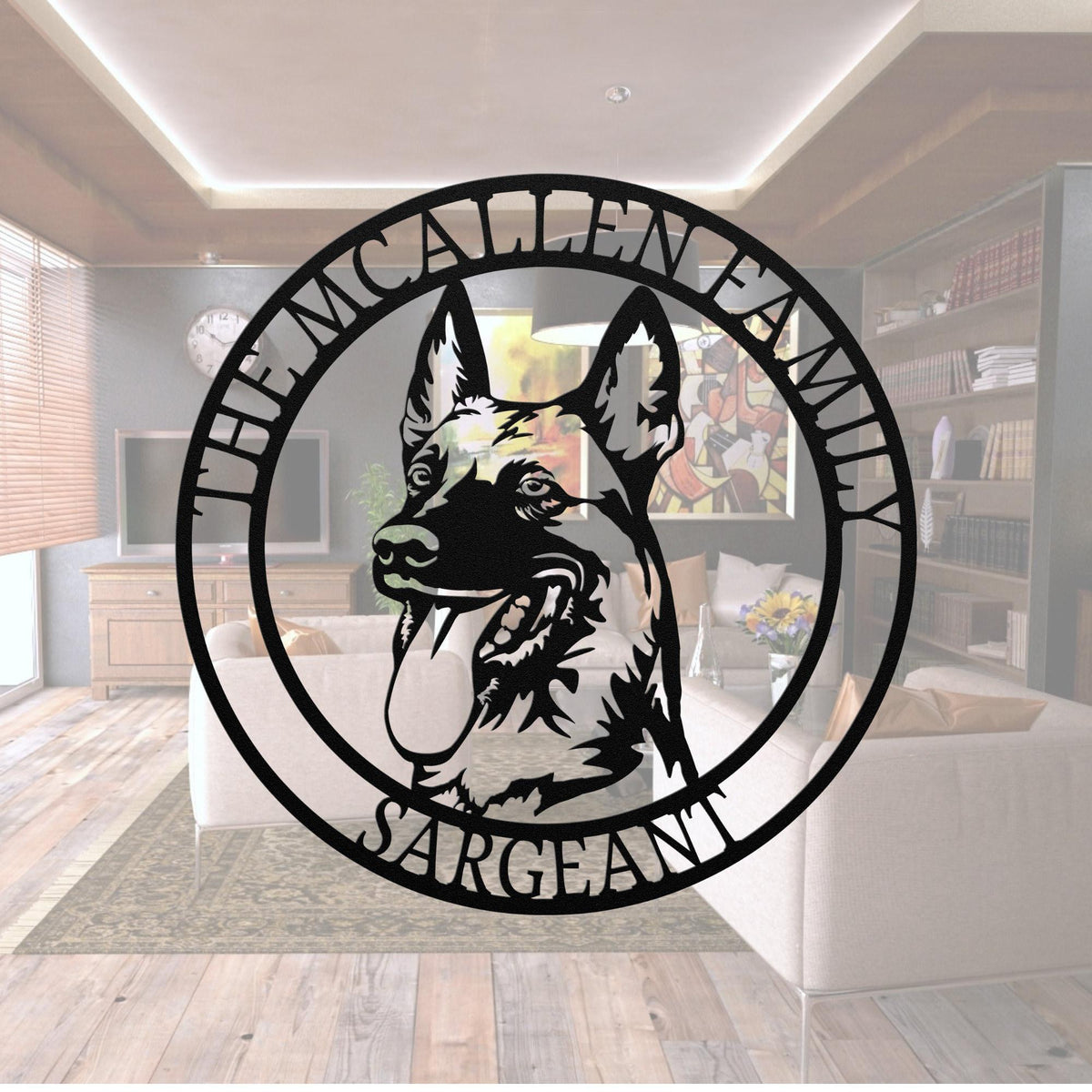 Belgian Malinois Metal Dog Silhouette: Custom Pet Memorial Home Decor