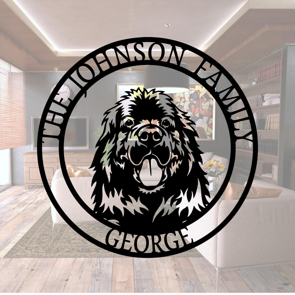 Personalized Newfoundland Dog Metal Sign: Custom Pet Name, Family Name
