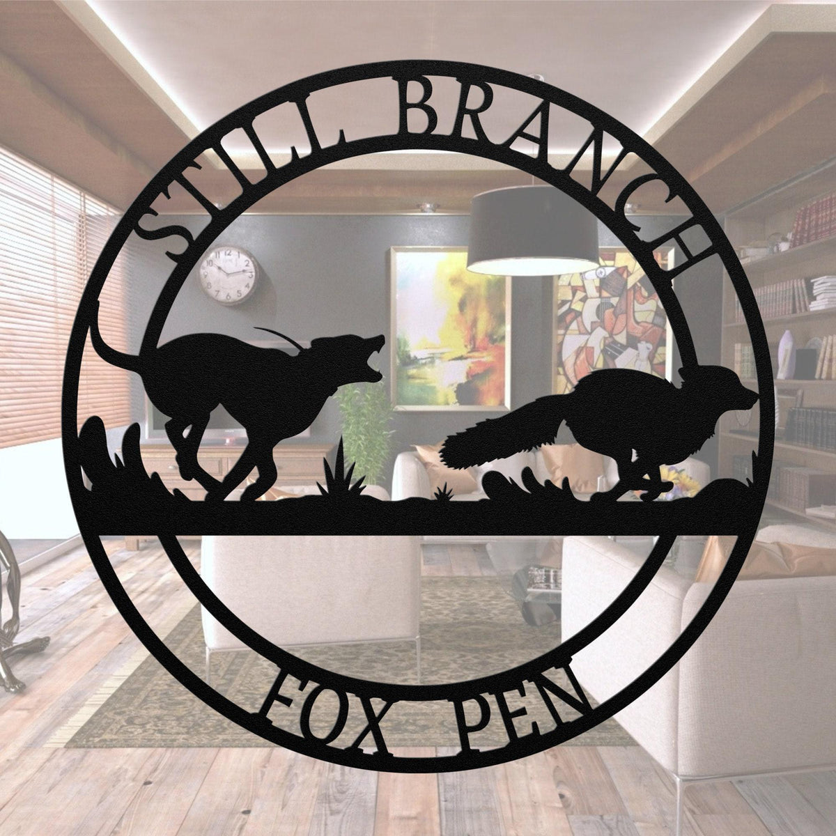 Custom Hound &amp; Fox Metal Sign: Ranch Home Decor