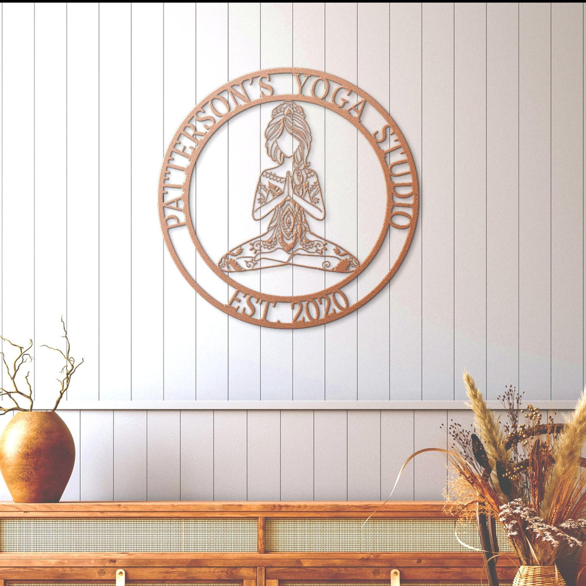 Personalized Yoga Studio Metal Sign: Custom Wall Art Decor