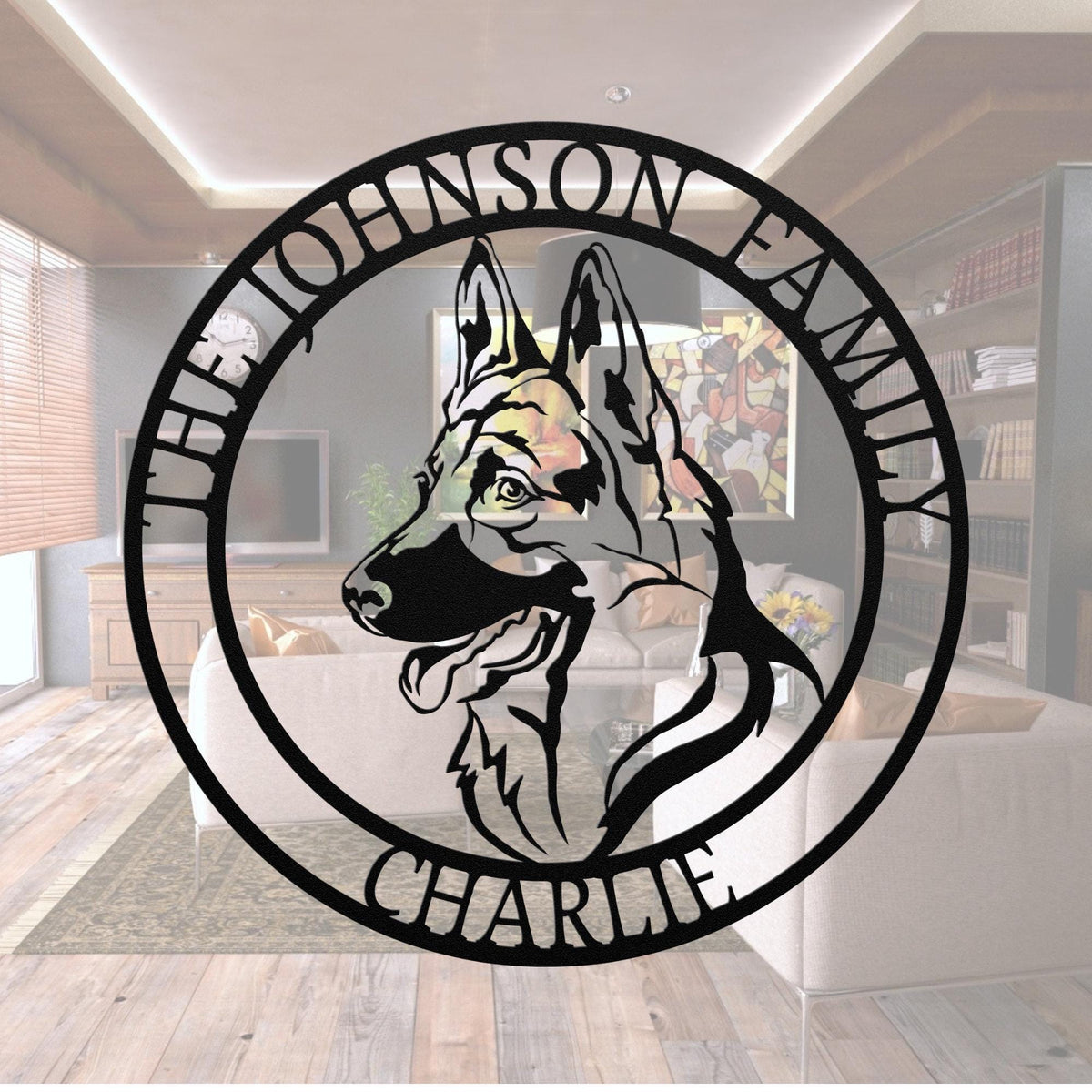 German Shepherd Metal Name Sign: Personalized Pet Spot Decor