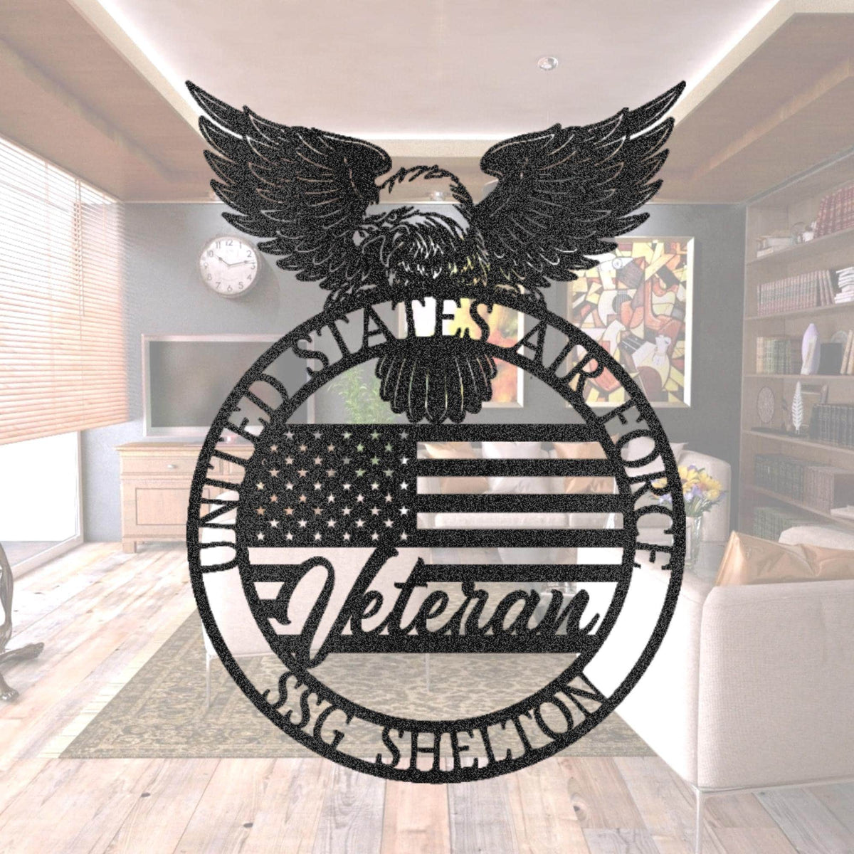Personalized US Air Force Metal Sign: Veteran Gift, USA Flag Decor