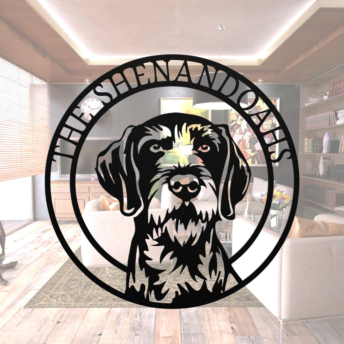 German Wirehaired Pointer Family Name Metal Sign: Dog Memorial Art