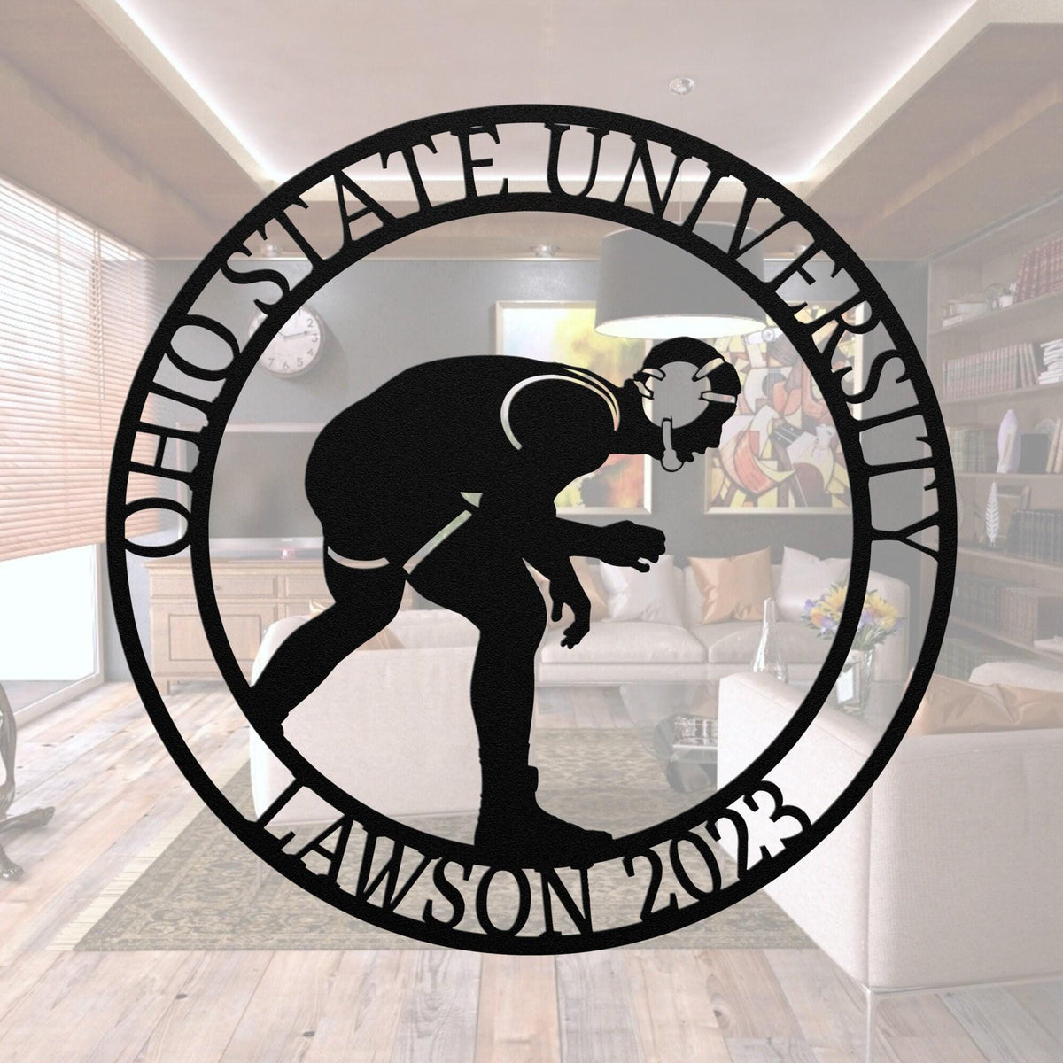 Custom Wrestler Metal Wall Art: Personalized Team Name Sign