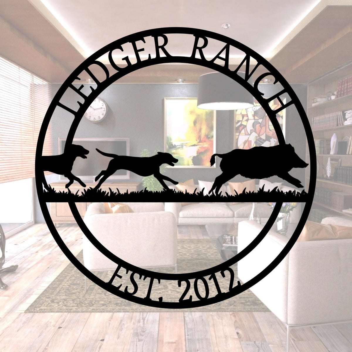 Custom Hound Metal Sign: Ranch Name Wall Decor