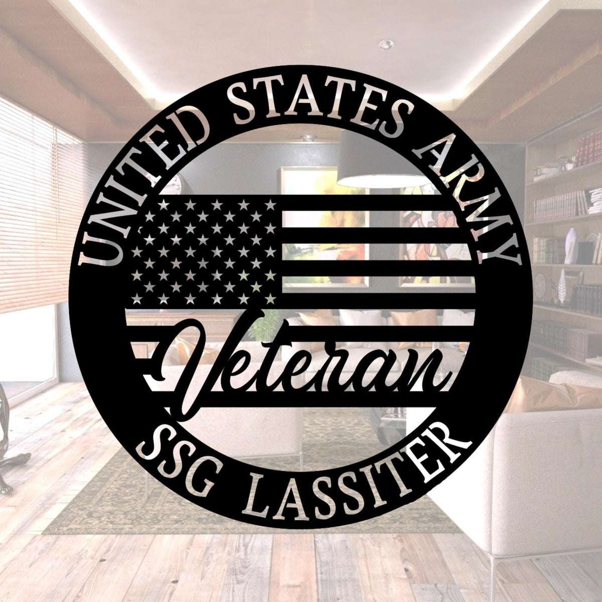 Personalized US Army Veteran Metal Sign: USA Flag Gift