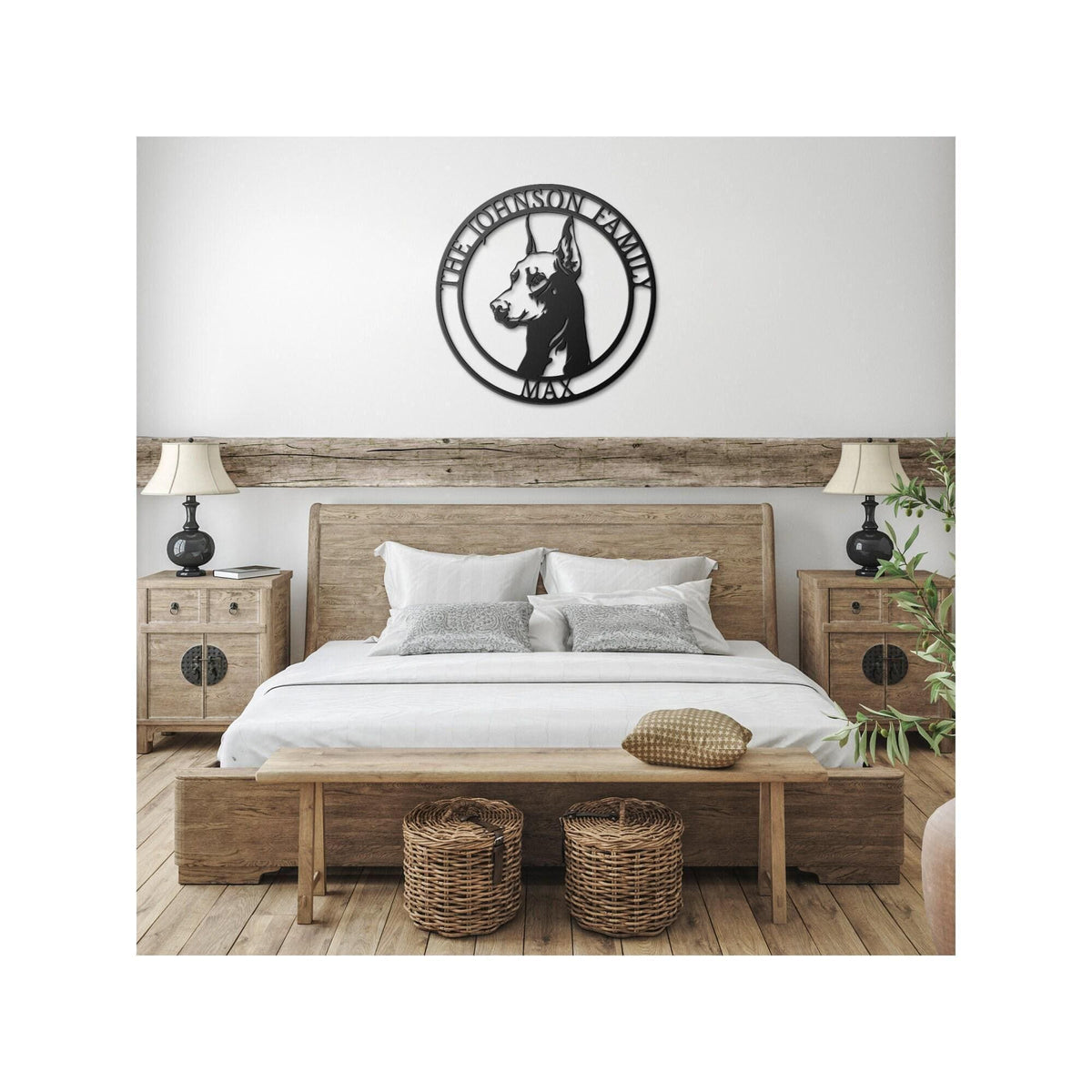 Personalized Doberman Family Name Metal Sign: Dog Memorial Art