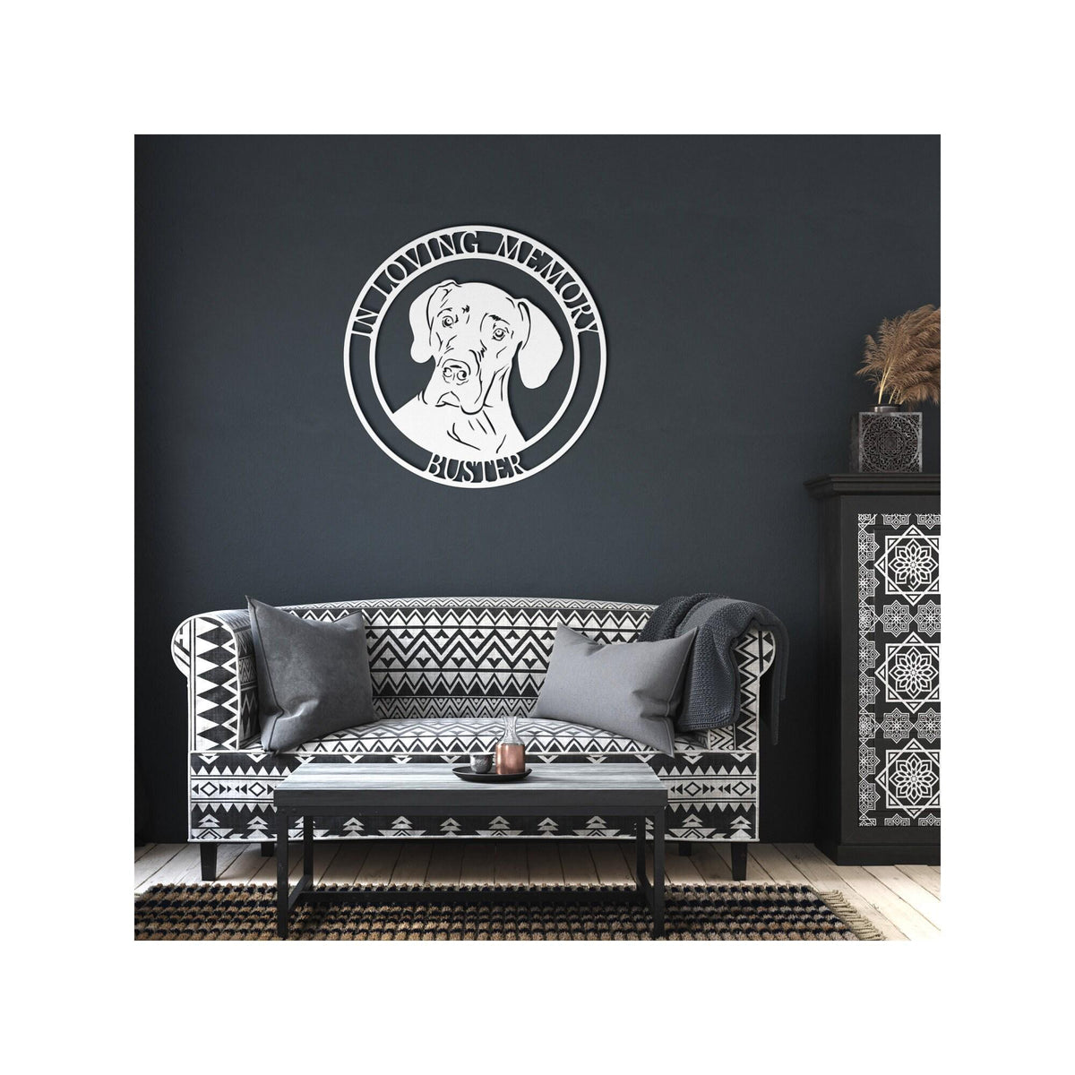 Personalized Dane Memorial, Metal Dog Silhouette, Pet Loss Gift