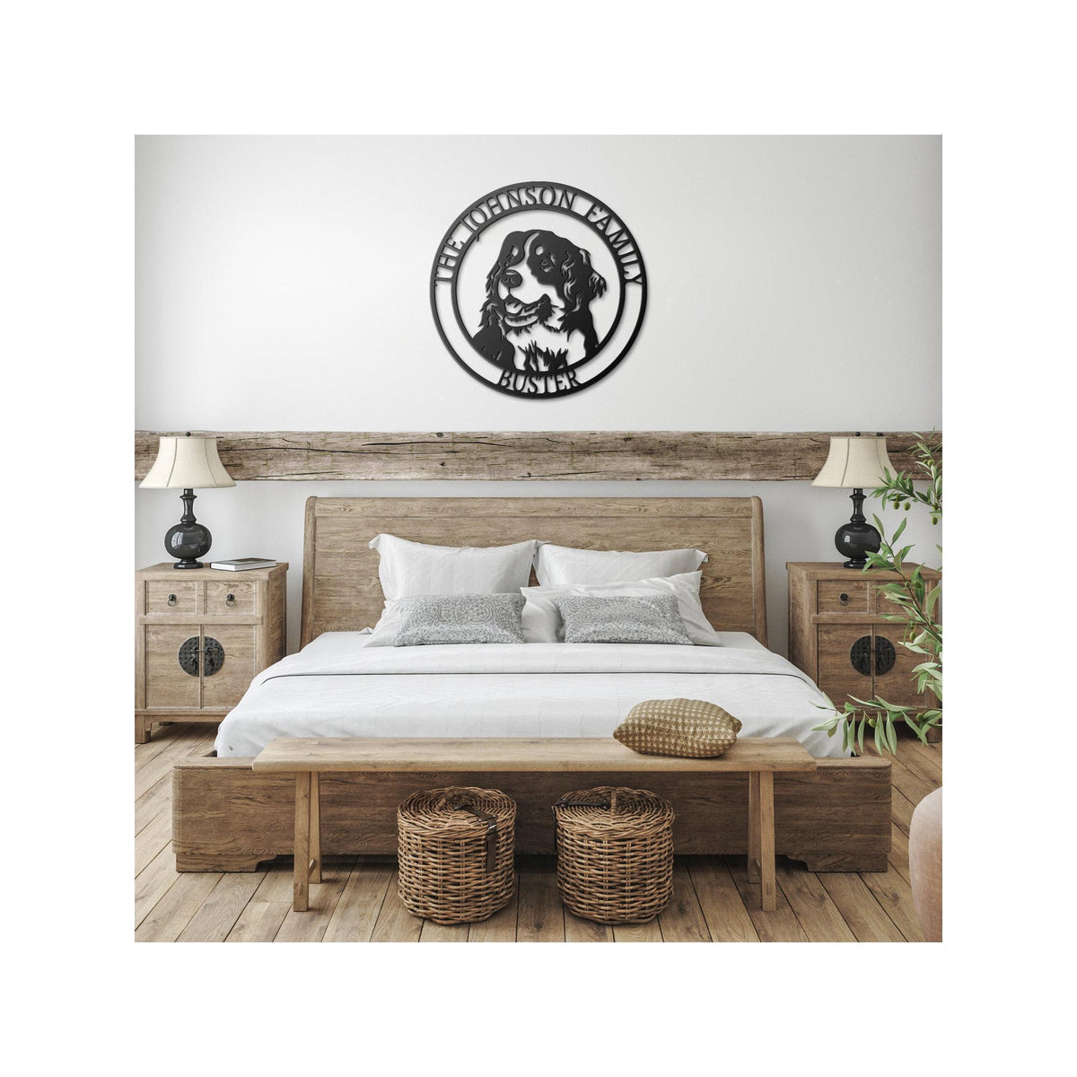 Personalized Bernese Mountain Dog Metal Sign: Custom Family Name Gate Decor