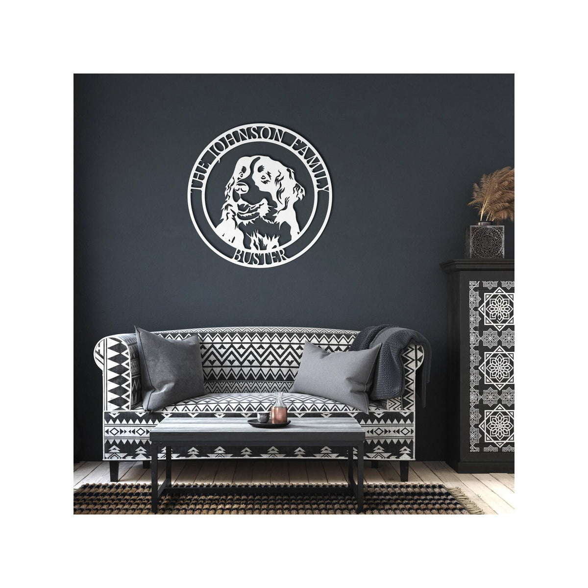 Personalized Bernese Mountain Dog Metal Sign: Custom Family Name Gate Decor