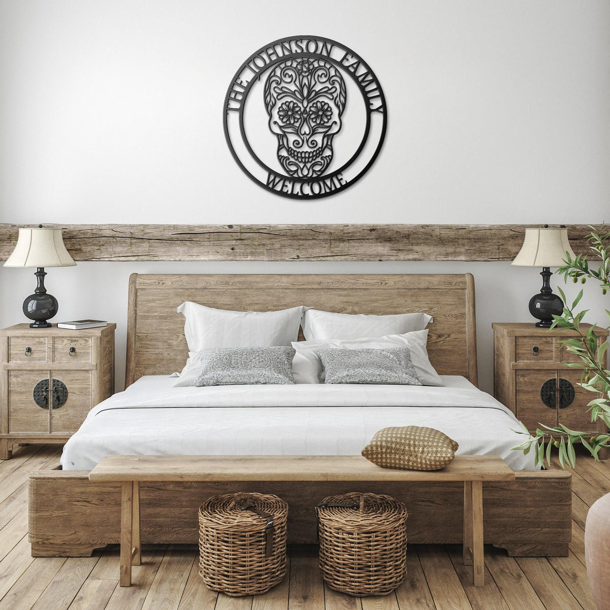 Personalized Sugar Skull Metal Sign: Dia De Los Muertos Wall Art