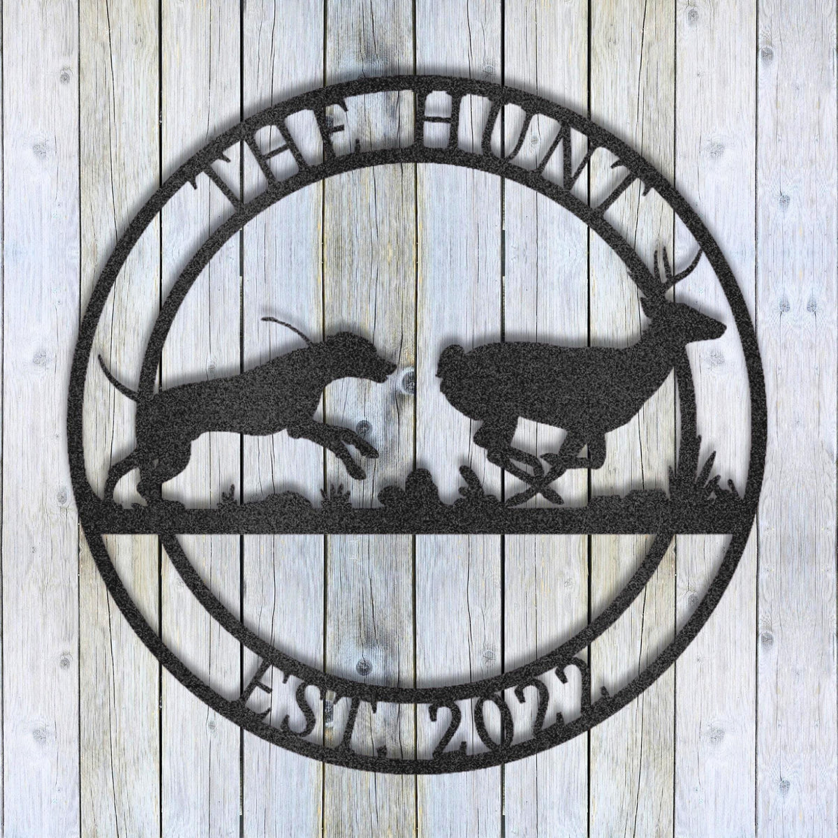 Custom Deer Hound Metal Sign: Personalized Family Name Wall Decor