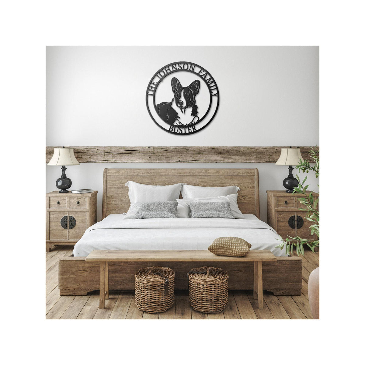 Corgi Family Name Metal Sign: Personalized Dog Silhouette Memorial