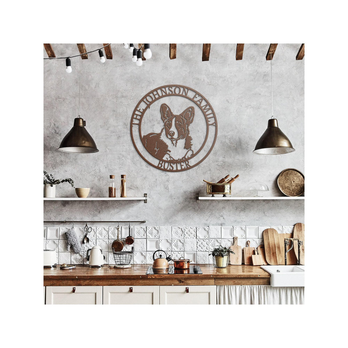 Corgi Family Name Metal Sign: Personalized Dog Silhouette Memorial