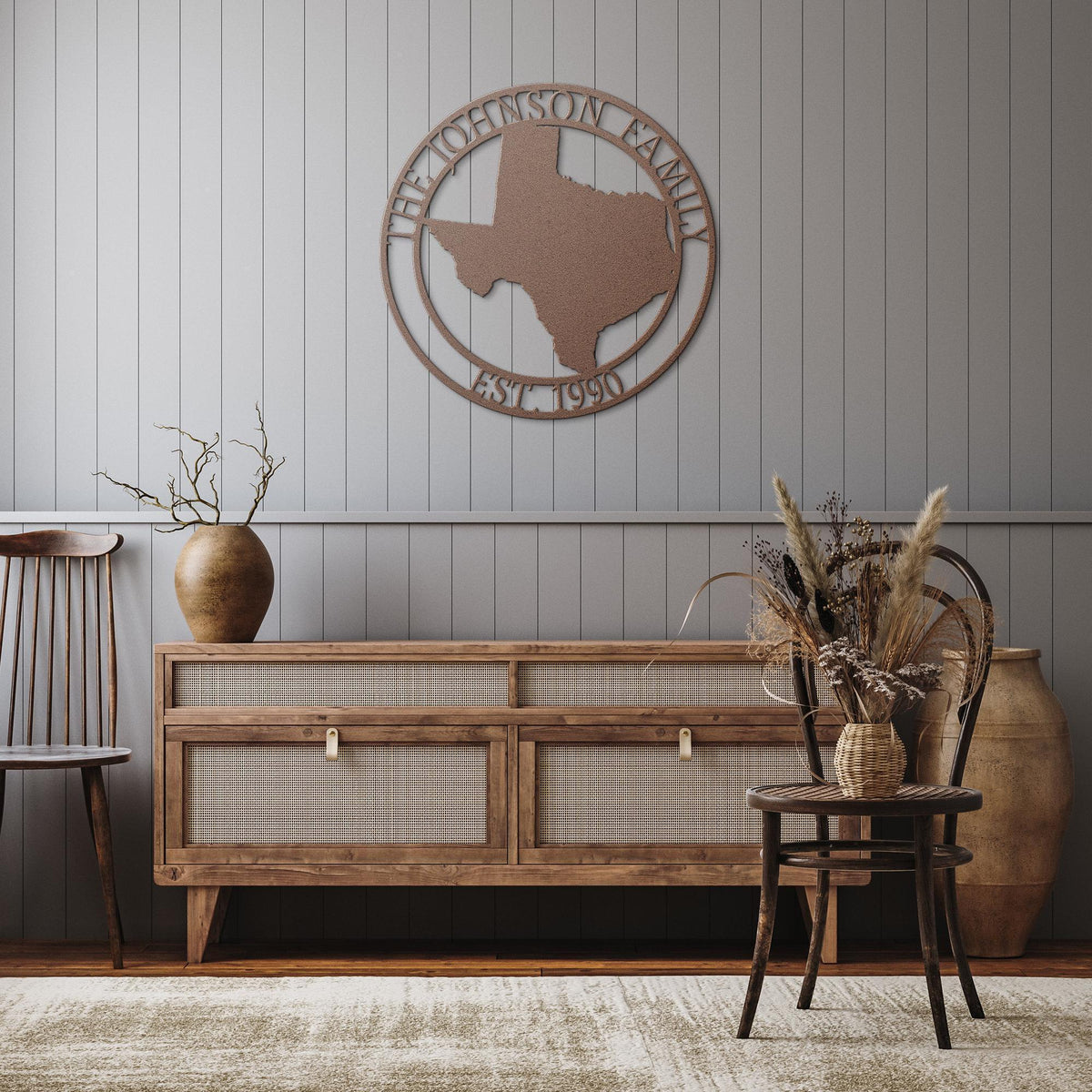 Custom Metal Texas State Sign: Personalized Family Name Decor