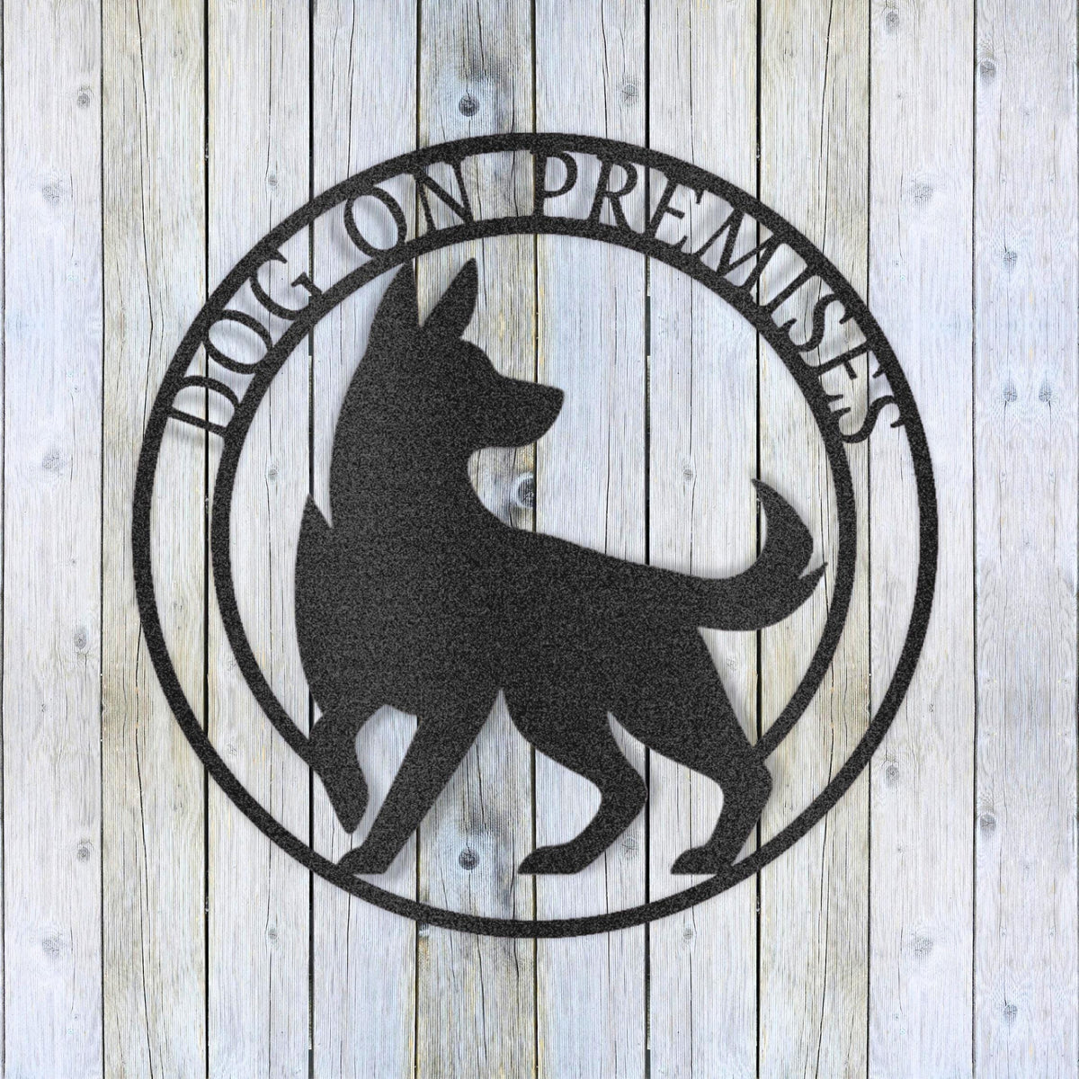 German Shepherd On Premises Metal Sign: Farmhouse Security, Dog Lover Gift